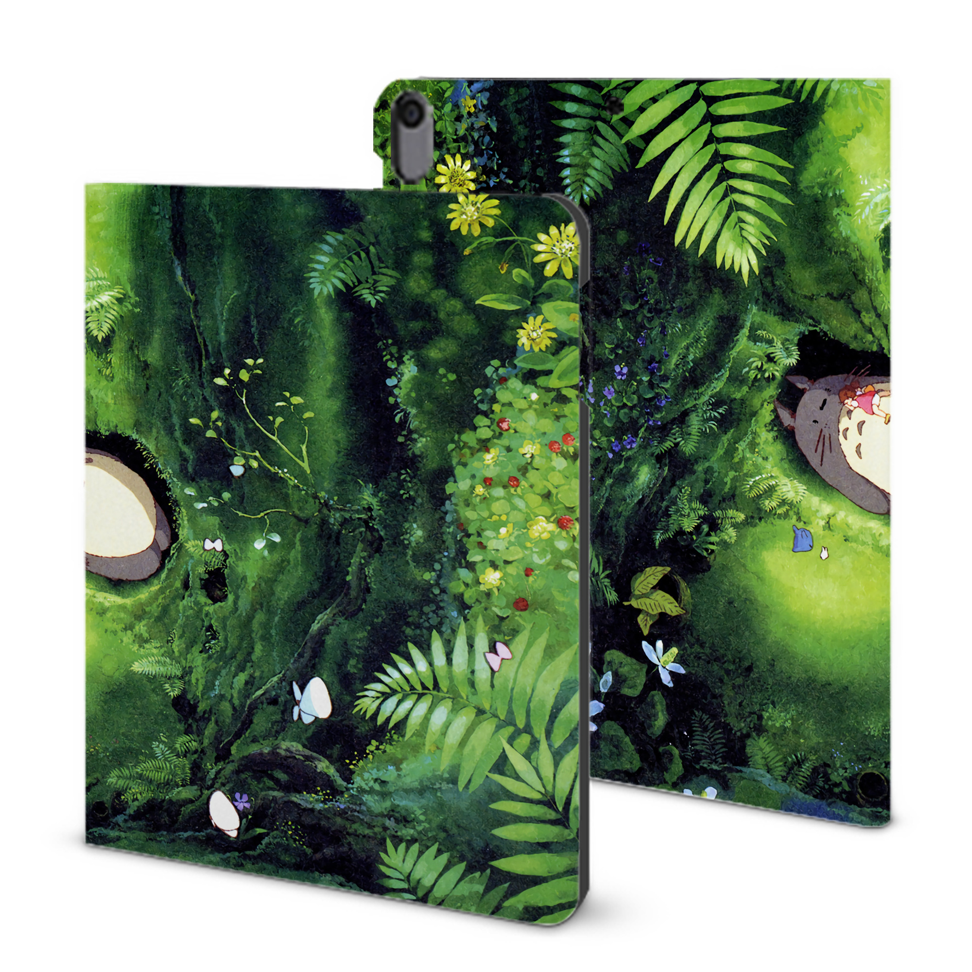 （画像用） となりのトトロ 草壁メイ 草壁サツキ My Neighbor Totoro Satsuki Kusakabe Mei Kusakabe IPad ケース ブック型 PUレザー TPU 耐衝撃 軽量 薄型 ペン収納なし 全面保護 IPad 各モデル対応